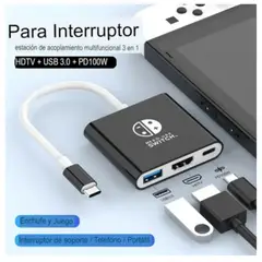 GENERICO - Adaptador Usb 3.1 Tipo C A Hdmi+ Usb 3.0 + Usb compatible Switch