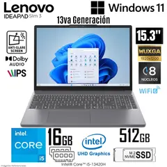 LENOVO - Laptop IdeaPad Slim 3 Intel Core i5-13420H 16GB RAM 512GB SSD 15.3" WUXGA IPS - 83K100C3LM