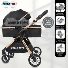 EBABY - Coche Moisés Travel System «PARIS NEW» de Lujo Black