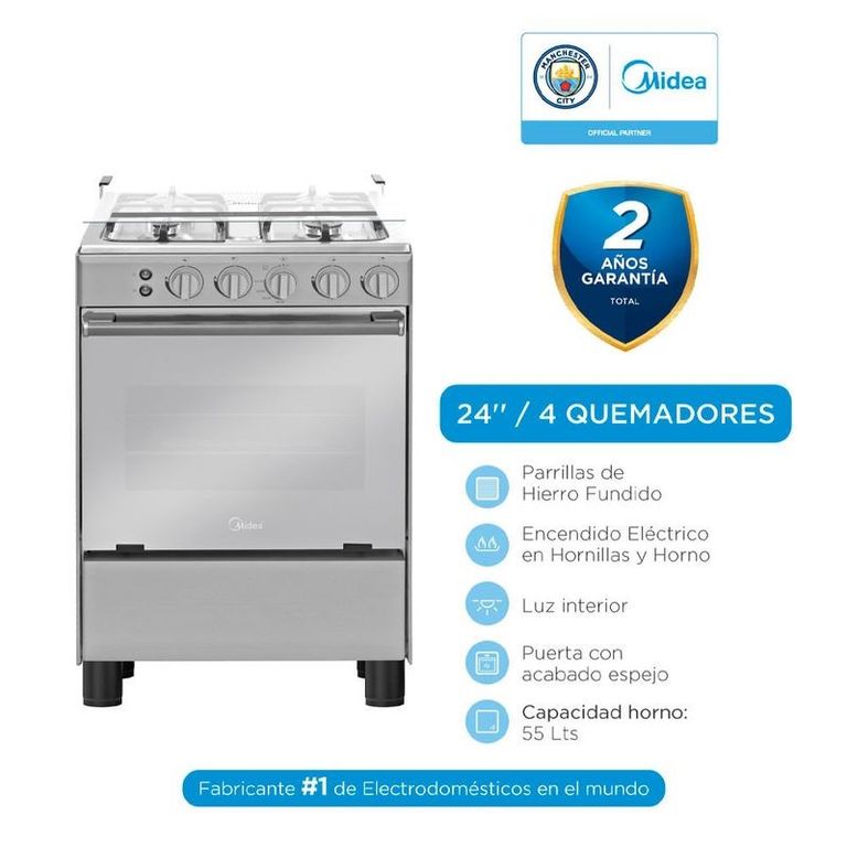 Cocina De Pie 1 Horno 4 Hornillas Gris 24" - MGS24FS2LAAMB
