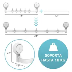 GENERICO - Soporte de toalla extensible de aluminio con ventosa al vacío