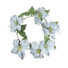 PANADECOR - Corona Decorativa con 8 Flores Poinsettia 40CM PVC