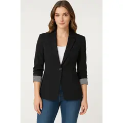 GENERICO - Blazer negro clasico saco mujer
