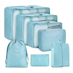 VARIOS - Set 7 Organizadores de Viaje Estuches Almacenamiento Verde Agua