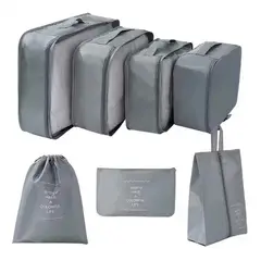 VARIOS - Set 7 Organizadores de Viaje Estuches Almacenamiento Gris