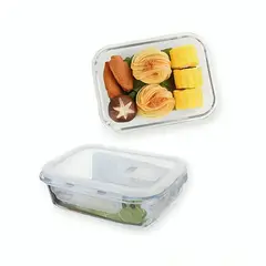 GENERICO - Táper Hermético de Vidrio Rectangular Transparente 1L