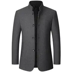TIOZONEY - Chaqueta de cuello alto para hombre-Gris