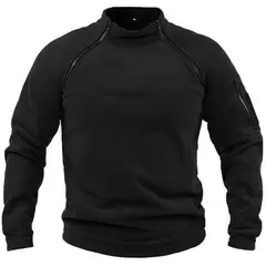 TIOZONEY - Chaqueta de forro polar con cremallera-Negro