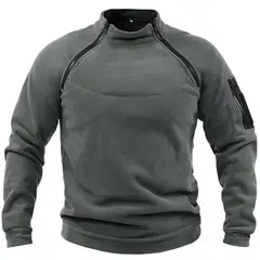 TIOZONEY - Chaqueta de forro polar con cremallera-Gris