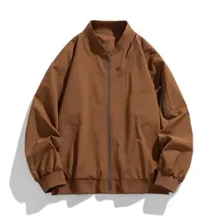 TIOZONEY - Chaqueta bomber para hombre-Marrón