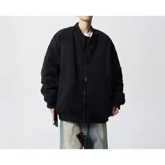 TIOZONEY - Chaqueta bomber para hombre-Negro