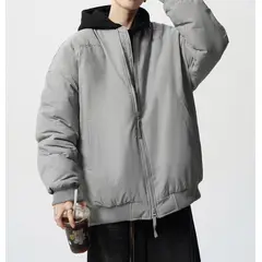 TIOZONEY - Chaqueta bomber para hombre-Gris