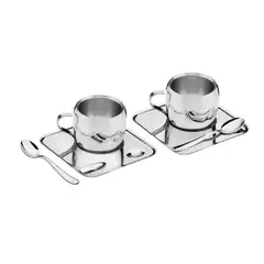 TRAMONTINA - Juego de tazas para te o cappuccino 6 pz ace. inox.