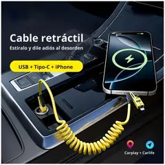 GENERICO - Cable Carga Rápida y Datos 65W 4 en 1 USB Tipo C Lightning Celeste