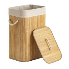 GENERICO - Cesta De Ropa Redonda De Bambú Plegable