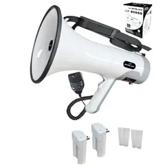 BATBLACK - Megáfono recargable de 250w con sistema de grabación y sirena