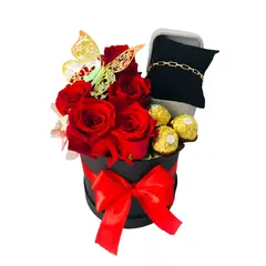 GENERICO - Arreglo floral de Rosas y pulsera Mod Coqueta