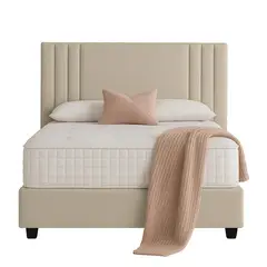 GENERICO - Cama Tapizada Listón Alba Beige 2 Plazas