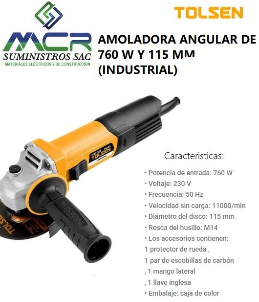 AMOLADORA ANGULAR DE 760 W Y 115 MM (INDUSTRIAL)
