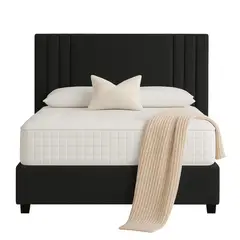 GENERICO - Cama Tapizada Listón Alba Negro Queen