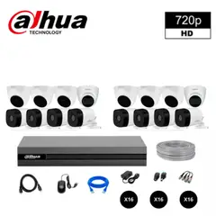 DAHUA - KIT DE 16 CAMARAS HD +CABLE DE RED KIT 16 HD 720P + CABLE
