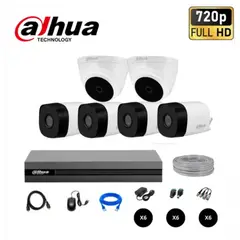 DAHUA - KIT DE 6 CÁMARAS SEGURIDAD KIT 6 HD 720P + CABLE