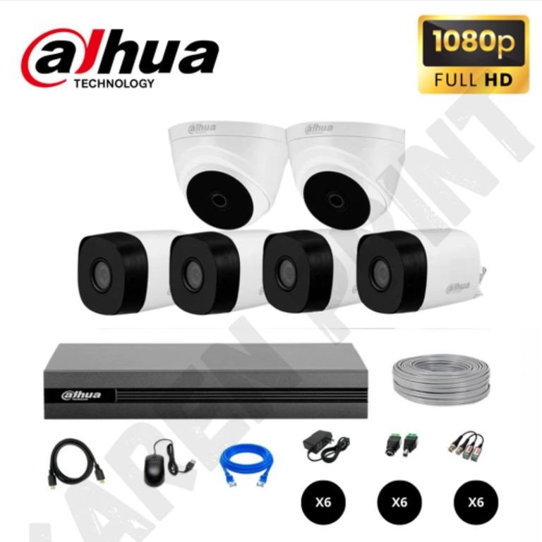 KIT DE 6 CÁMARAS SEGURIDAD KIT 6 FULL HD 1080P + CABLE