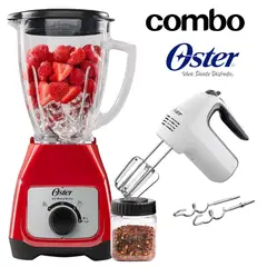 OSTER - Licuadora con Vaso de Vidrio BLSTKAGRRD + Batidora de Mano
