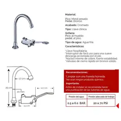GENERICO - LLAVE DE HOSPITAL CON PEDAL CROMADO