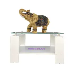 TEMEL - Mesa de Centro con Vidrio Color Blanco Modelo MISS  iMUEBLES