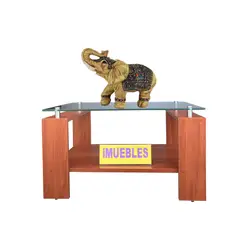 TEMEL - Mesa de Centro con Vidrio Color Cedro Modelo MISS -