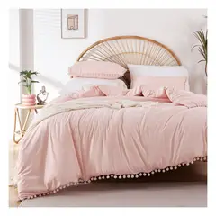 GENERICO - Funda plumón yul 100 % algodón bramante rosado 200 hilos