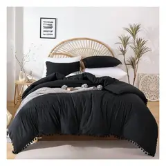 GENERICO - Funda plumón yul 100 % algodón bramante negro 200 hilos