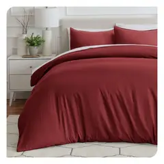 GENERICO - Funda plumón 100 % algodón bramante guinda 200 hilos