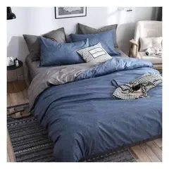 GENERICO - Funda plumón 100 % algodón bramante azul jean 200 hilos