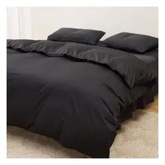 GENERICO - Funda plumón 100 % algodón bramante negro 200 hilos