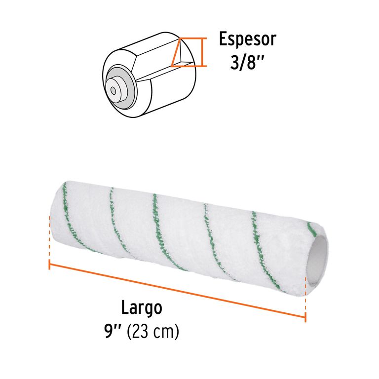 Repuesto De Rodillo Para Pintar, Felpa 9" X 3/8"Truper 13921