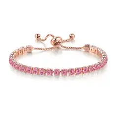 LA TIENDA 88 JOYAS Y ACCESORIOS - La Tienda 88 - Pulsera Brazalete Mujer Bañado en Oro de 18k - Rosa