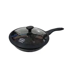 VALESKA - Sartén de roca volcánica 24 cm negra con tapa de vidrio marca
