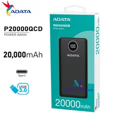 ADATA - BATERIA PORTATIL POWER BANK P20000QCD NEGRO 20000 MHA/ ENTRADA TIPO C /P20000QCD-DGT-CBK
