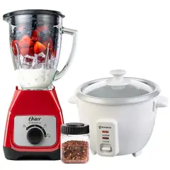 OSTER - Licuadora con Vaso de Vidrio BLSTKAGRRD + Olla Arrocera Imaco
