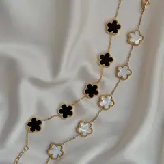 GENERICO - Set de 2 pulseras trébol VC - Blanco y negro - Naif Jewelry