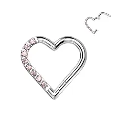 ADR JOYERIA CORPORAL - Piercing Argolla Corazón Zircones Oreja Daith Titanio ADR Joyería