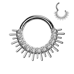 ADR JOYERIA CORPORAL - Piercing Argolla Zircones Sol Septum Daith Titanio ADR Joyería