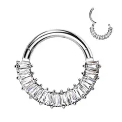 ADR JOYERIA CORPORAL - Piercing Argolla Zircones Baguette Septum Daith Titanio ADR Joyería