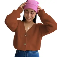 GENERICO - Chompa Abierta Mujer Dralom Peluche 463G-24 Color Camel