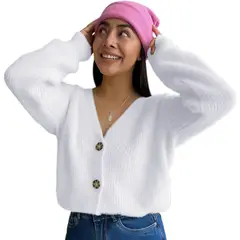 GENERICO - Chompa Abierta Mujer Dralom Peluche 463G-24 Color Perla