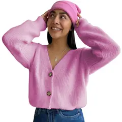 GENERICO - Chompa Abierta Mujer Dralom Peluche 463G-24 Color Rosa