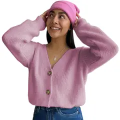 GENERICO - Chompa Abierta Mujer Dralom Peluche 463G-24 Color Yogurt