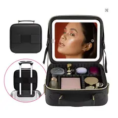 GENERICO - NECESER MAQUILLAJE PROFESIONAL CON LUZ LED Y ESPEJO PORTÁTIL